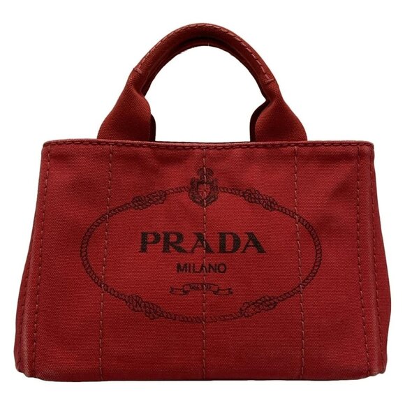 Auth PRADA Canapa BN2439 Red Canvas - Tote Bag - Picture 1 of 12